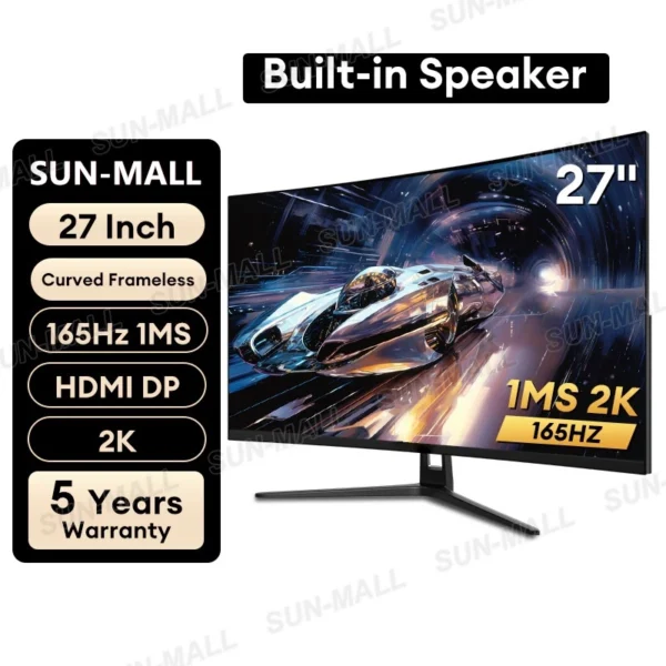 my-11134207-820lf-mfkui3e67tot2f.webp Monitor PC 24 cm With Speaker 75HZ 1080P LED Curved Computer Monitor 27 Gaming Monitor Murah 165HZ
