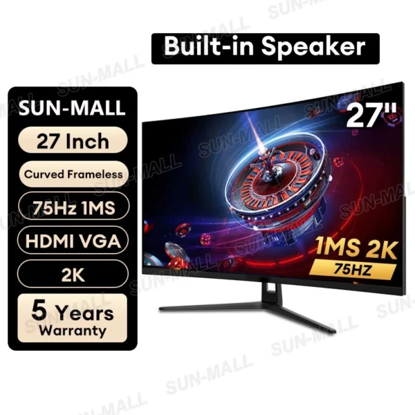 my-11134207-820li-mfkuhz98oydq38.webp Monitor PC 24 cm With Speaker 75HZ 1080P LED Curved Computer Monitor 27 Gaming Monitor Murah 165HZ